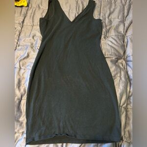 Midi dress above the knees, black, v cut in front and back